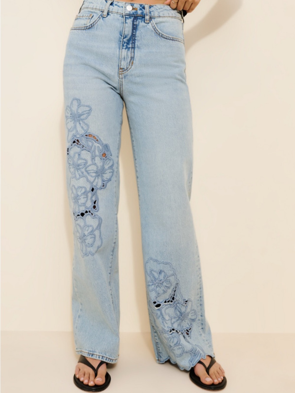 The Austyn High-Rise Wide-Leg
Embroidered Jeans